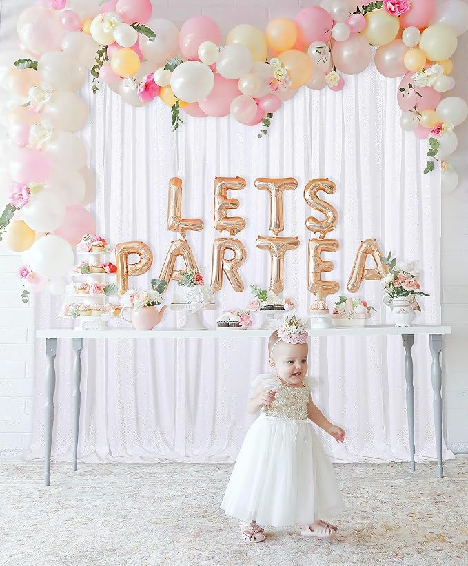 8ft x 8ft White Sequin Backdrop Curtain Sparkle Photo Backdrop | Glitter - Image 4
