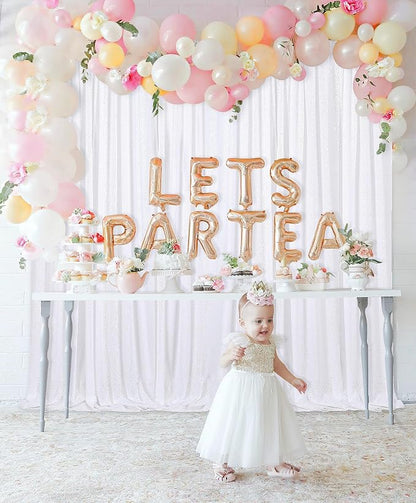 8ft x 8ft White Sequin Backdrop Curtain Sparkle Photo Backdrop | Glitter - Image 4