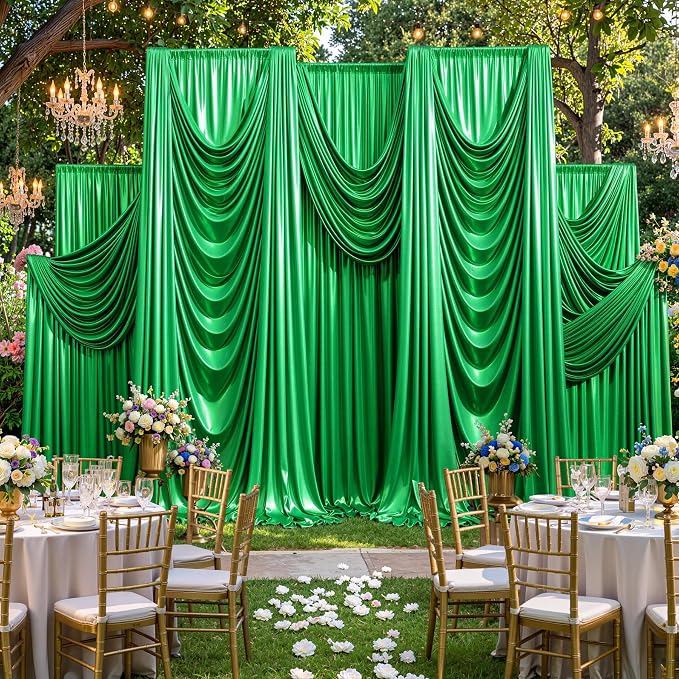 10x10ft Green Sequin Backdrop Curtains, Wrinkle Free Glitter Backdrop Drapes - Image 5