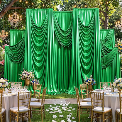 10x10ft Green Sequin Backdrop Curtains, Wrinkle Free Glitter Backdrop Drapes - Image 5