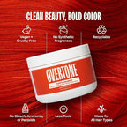 Overtone Semi Permanent Hair Color Conditioner, Poppy Orange, 8 oz, Nourishing, Damage-Free, Color Depositing Mask for All Hair Types with Shea Butter & Coconut Oil, Vegan & Cruelty-Free