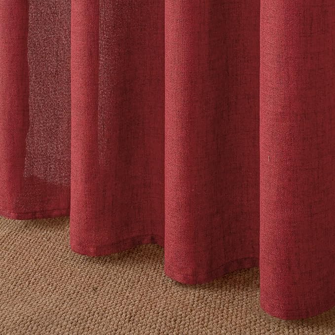YoungsTex Burgundy Red Linen Curtains 102 Inch Length - Image 7