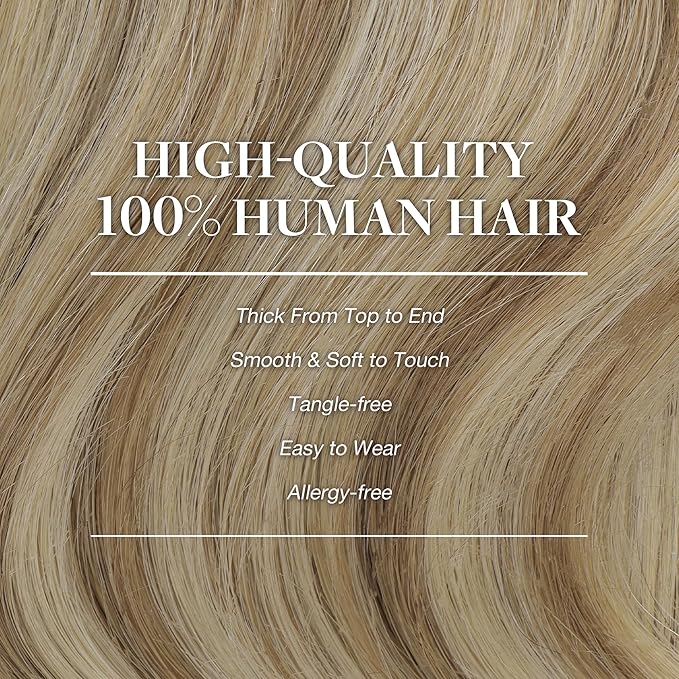 GOO GOO Clip in Hair Extensions Real Human Hair, Remy Human Hair Extensions Clip ins for Women, Natural Human Hair, 22inch 120g 7Pcs, 8A/22 Medium Brown Highlighted Golden Blonde