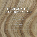 GOO GOO Clip in Hair Extensions Real Human Hair, Remy Human Hair Extensions Clip ins for Women, Natural Human Hair, 22inch 120g 7Pcs, 8A/22 Medium Brown Highlighted Golden Blonde