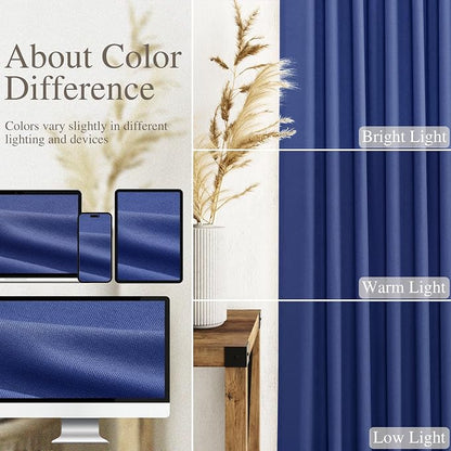 Classic Blue Linen Curtains 72 Inch Length - Image 3