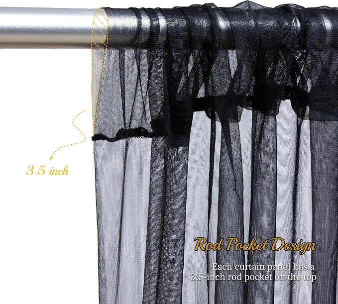 10x8ft Black Tulle Backdrop Curtain - Image 5
