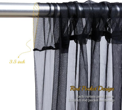 10x8ft Black Tulle Backdrop Curtain - Image 5