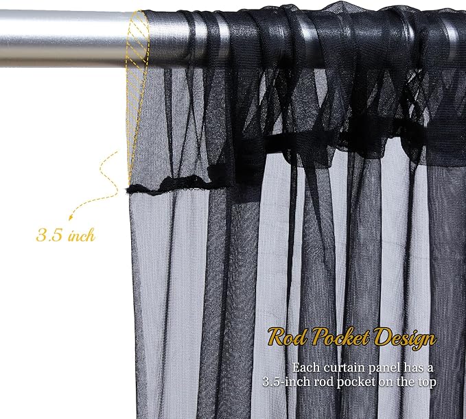 30x10ft Black Tulle Backdrop Curtain - Image 5