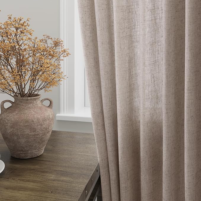 Brownish Grey Linen Curtains 96 Inches Long - Image 4