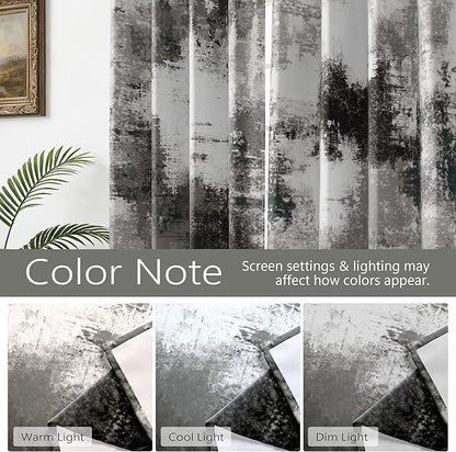 Asuexpect Black Grey Abstract Curtains 2 Panels Abstract Rust Curtain Room - Image 4