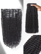 LUVME Curly Hair Extensions Clip ins for Women, Full Head with 2 Pack 270g 14pcs 24Inch Clip in Hair Extensions Raw Virgin Hair Kinky Curly Clip ins