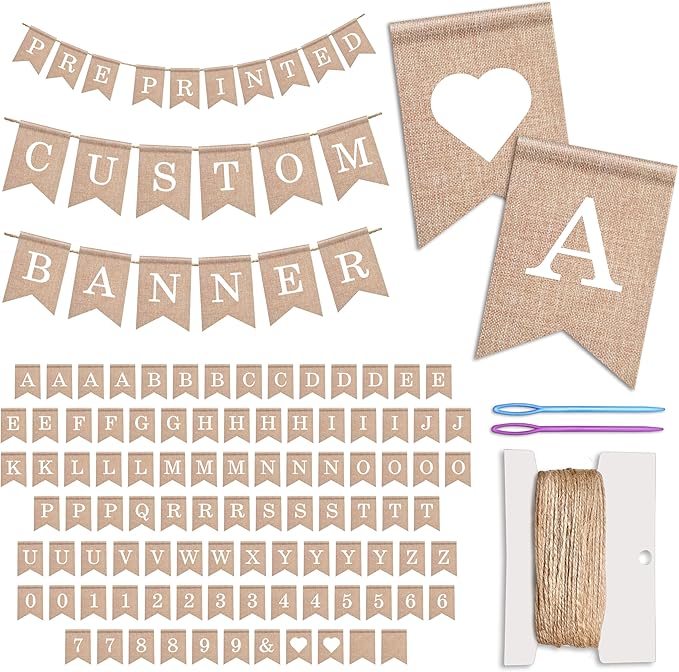 Pre-Printed Banner Kit – 97 BURLAP Flags by bellium