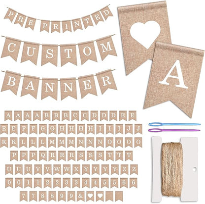 Pre-Printed Banner Kit – 97 BURLAP Flags by bellium
