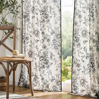 jinchan Floral Linen Curtains - Image 7