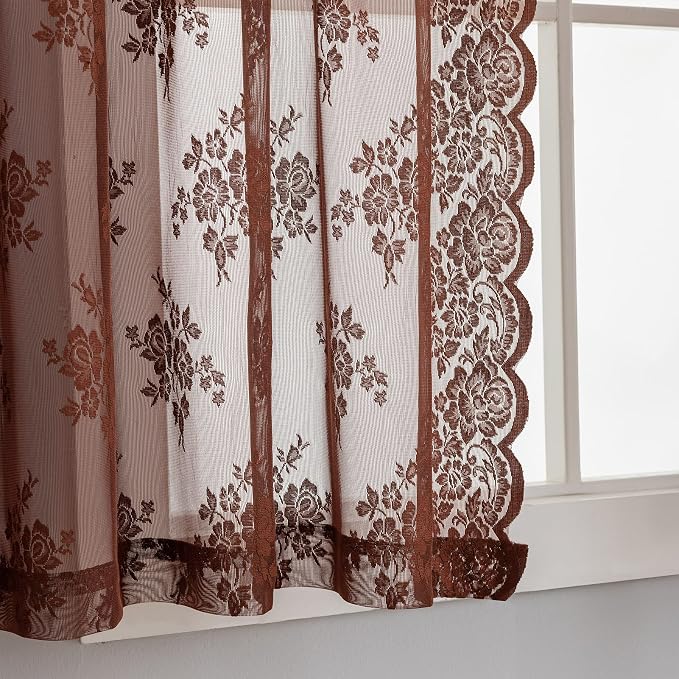 Kotile Short Warm Brown Lace Curtains - Image 5