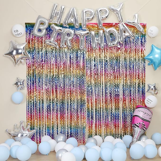3 Pack Colorful Foil Fringe Curtain Backdrop - Image 6