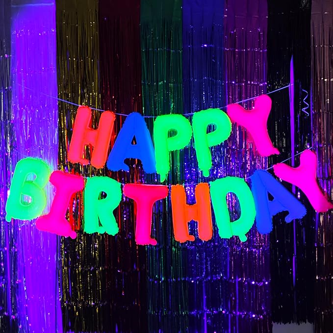 16 Inch Fluorescent Happy Birthday Balloons, Glow In The Dark Party Supplies | - Image 4