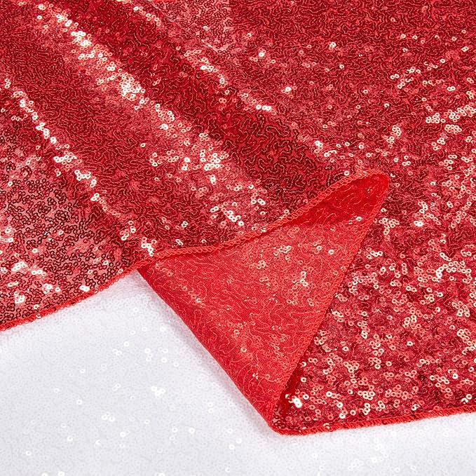 Red Sequin Backdrop Curtains 2 Pcs 5ftx8ft Sparkle Backdrop Drapes | Glitter - Image 4