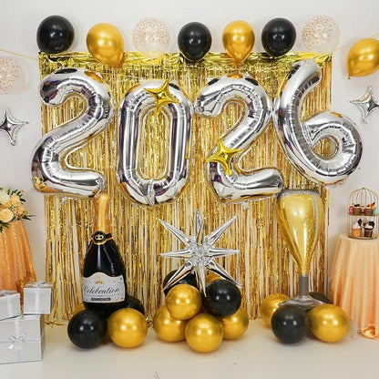 Silver 2026 Balloons, 40 Inch Number 2026 Silver Foil Balloons - Image 4