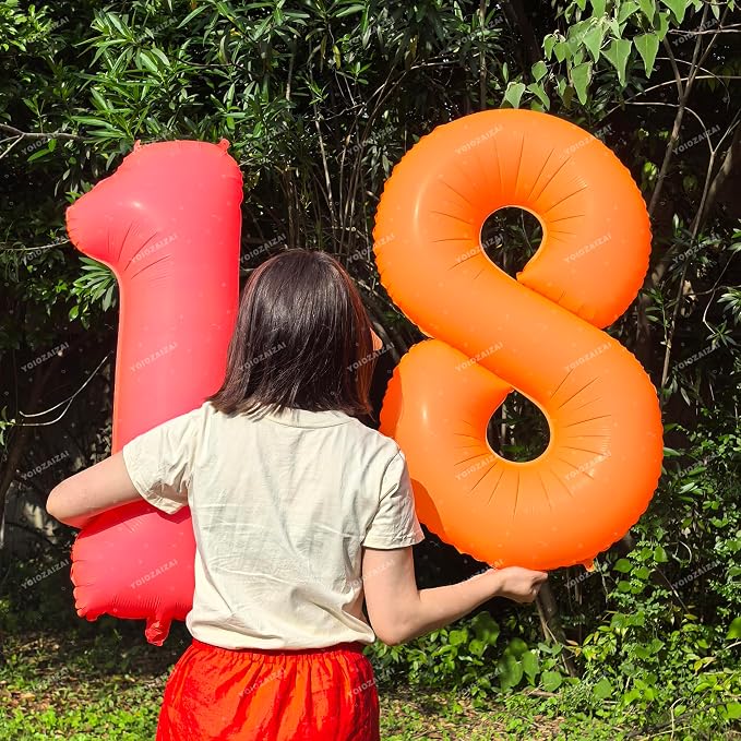 Orange Birthday Number 17 Balloon 40IN Fluorescent Orange 71 Balloon | - Image 6
