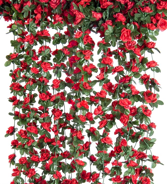 Artificial Flower Garland 6pcs 8.2ft Floral Rose Vine Decor, Hanging Faux Roses - Image 8