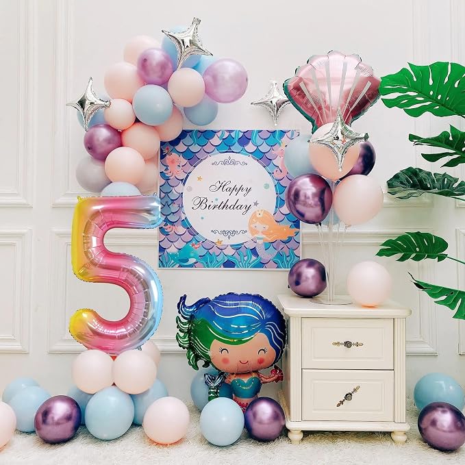 40 Inch Number Balloons 0-9 Rainbow Gradient Large 5 Balloons, Digital Balloons - Image 2