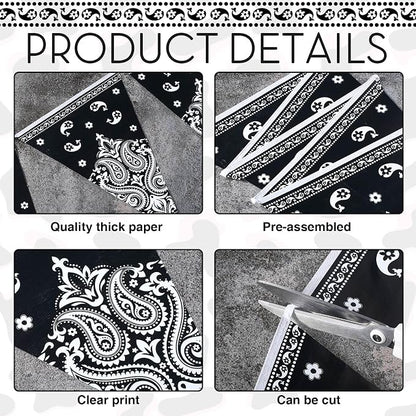 Boao 5 Pack Western Cowboy Party Decorations Bandana Pennant Banner Wild West - Image 3