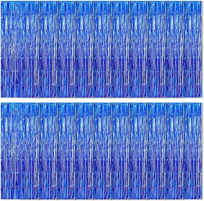 20 Pack Blue Foil Curtain Backdrop 3.2ft x 8.2ft Foil Fringe Backdrop Curtain by Ohiyoo