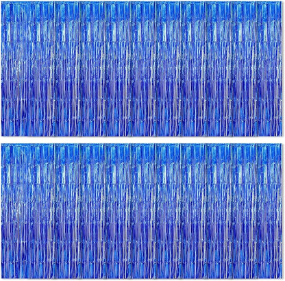 20 Pack Blue Foil Curtain Backdrop 3.2ft x 8.2ft Foil Fringe Backdrop Curtain by Ohiyoo