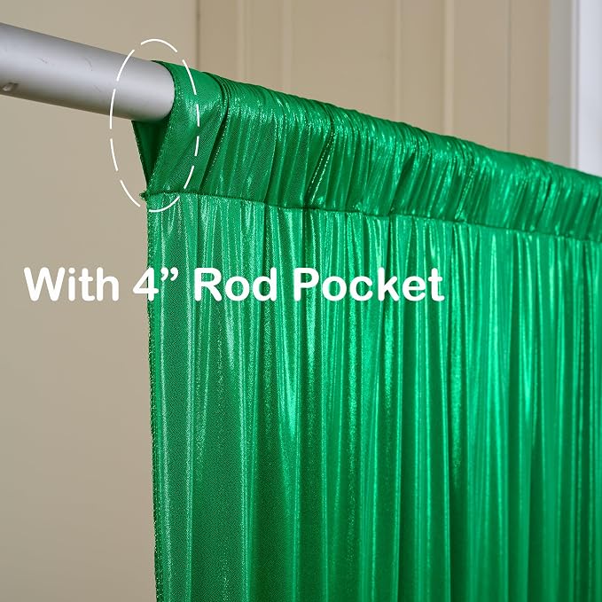 10x10ft Green Sequin Backdrop Curtains, Wrinkle Free Glitter Backdrop Drapes - Image 4