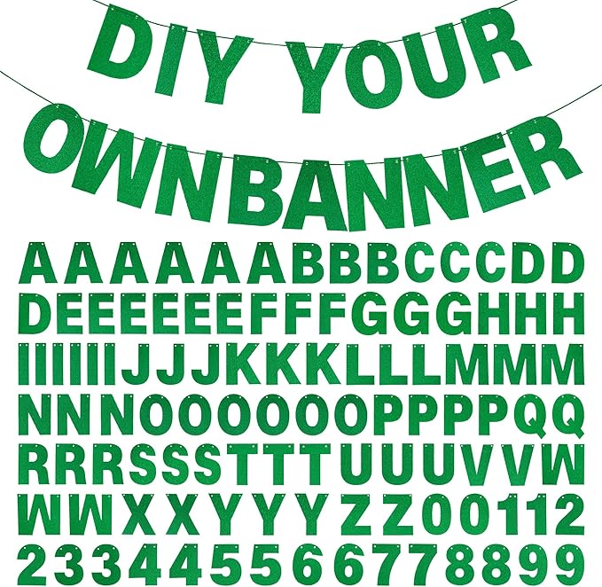 DIY Banner Kit with Letters Glitter Banner Letters Customizable Birthday by mifengda