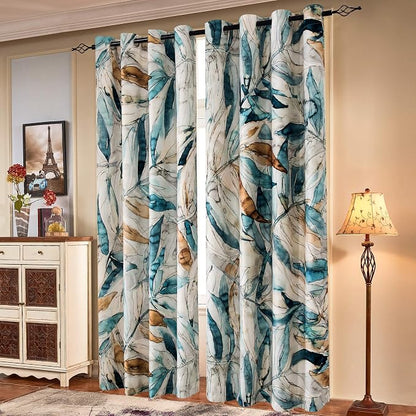 SUBRTEX Light Flitering Curtains 52Wx95L, Room Darkening Vibrant Floral Drapes by Subrtex