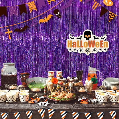 2 Pack Purple Metallic Tinsel Foil Fringe Curtains, Foil Curtain Backdrop - Image 6