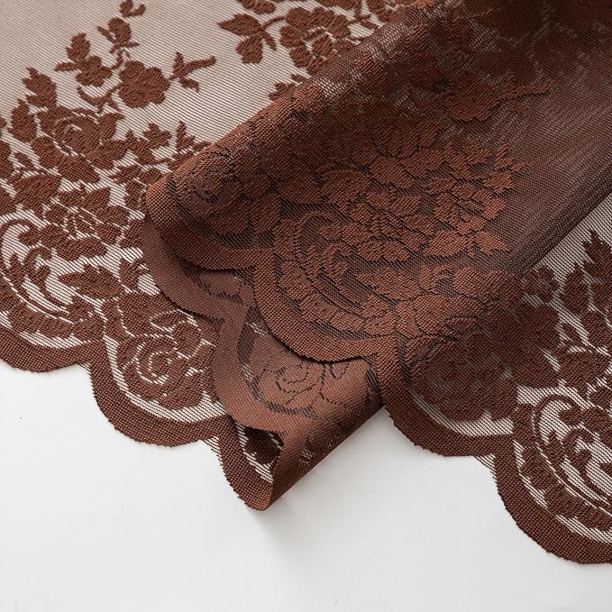 Kotile Short Warm Brown Lace Curtains - Image 6