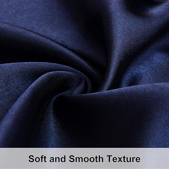 NTBAY 12 Pack Satin King Pillowcases for Hair and Skin, Luxurious and Silky Pillow Cases with Envelope Closure, 20 x 36 Inches, Navy Blue