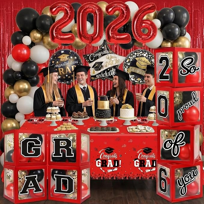 Black and Red Graduation Decorations Class of 2026 - Image 3