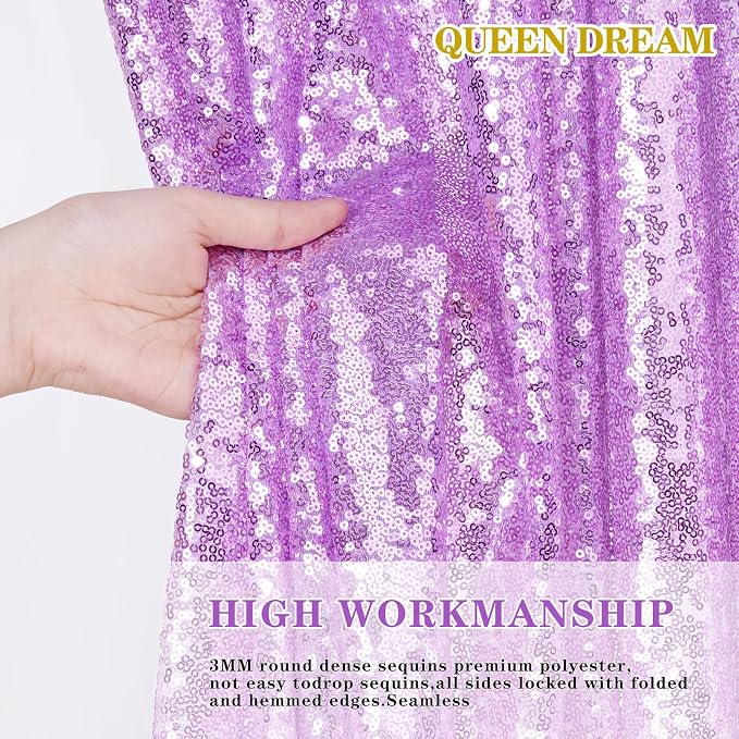 Light Purple Sequin Backdrop Curtain 2 Panel 2FTx8FT Glitter Photo Backdrop | - Image 5