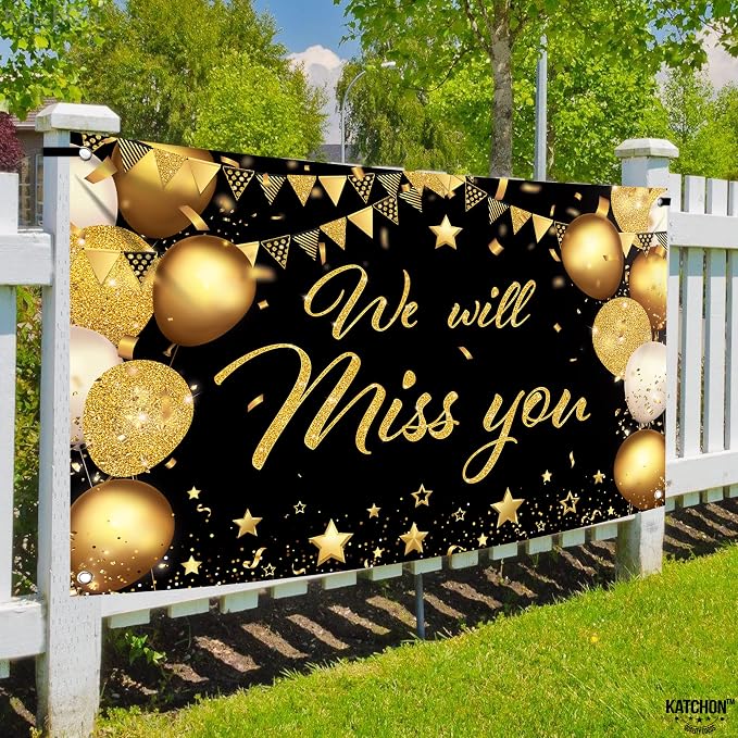 KatchOn Black and Gold We Will Miss You Banner 72x44 Inch | Graduation Backdrop - Image 8