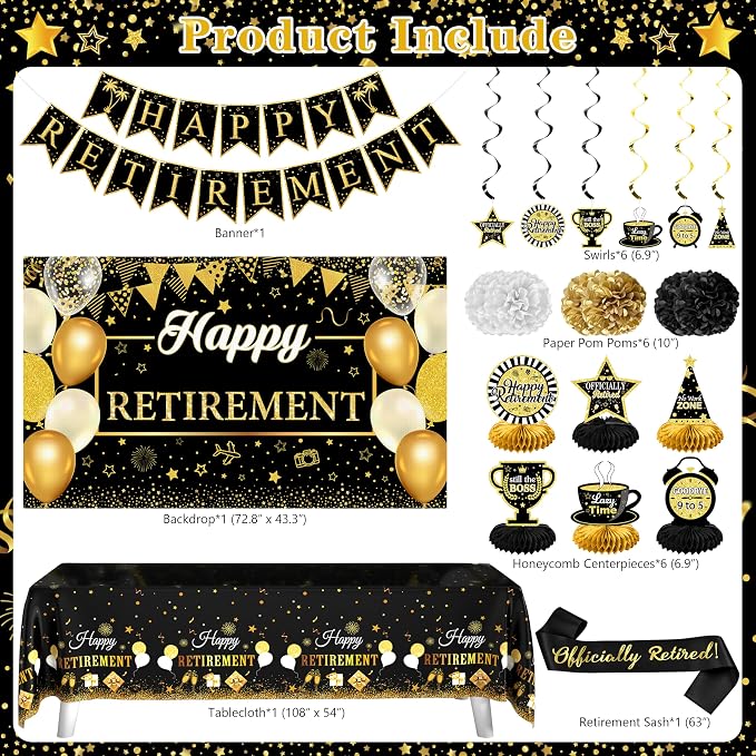 Retirement Party Decorations, Retirement Balloons, Sash Hanging Swirls - Image 2