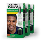 Just For Men Shampoo-In Color (Formerly Original Formula), Mens Hair Color with Keratin and Vitamin E for Stronger Hair - Jet Black, H-60, Pack of 3