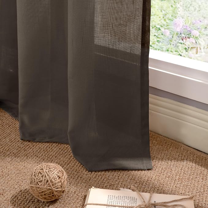 YoungsTex Brown Linen Curtains 63 Inches Long - Image 7