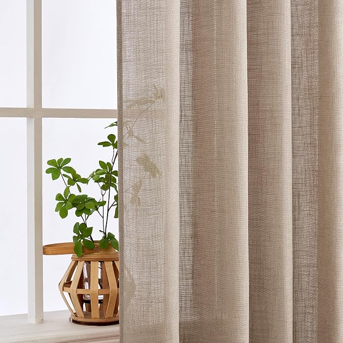 MIULEE Taupe Linen Curtains 52x90 Inch Long - Image 5