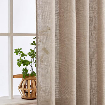 MIULEE Taupe Linen Curtains 42x84 Inch Length 2 Panels - Image 5
