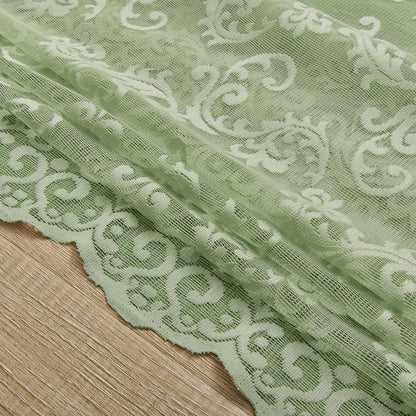 Sage Green Lace Curtains 72 Inches Long 2 Panels Country Vintage Sheer Lace - Image 7