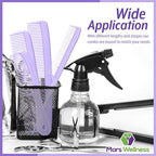 Mars Wellness 4 Piece Professional Comb Set Lavender - USA MADE - Fine Pro Tail, Dresser Hair Comb Styling Comb - Premium Grade for Men and Women - Parting Teasing and Styling - Lavender