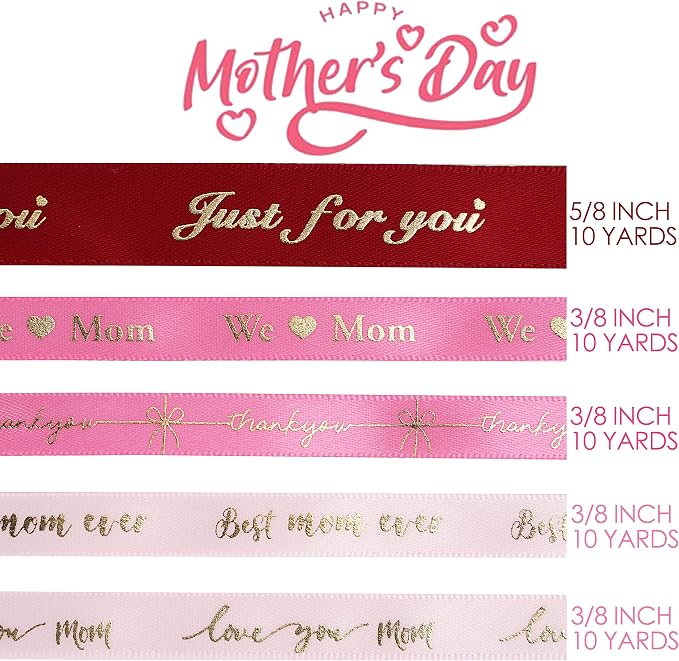 Pink Ribbon for Gift Wrapping Thank You Just for You Ribbon Mothers Day Gift - Image 2