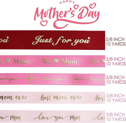 Pink Ribbon for Gift Wrapping Thank You Just for You Ribbon Mothers Day Gift - Image 2