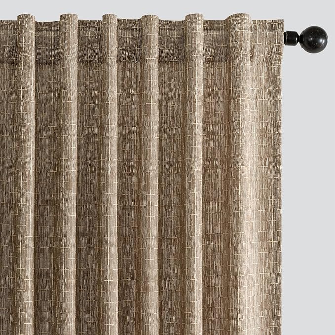 MIULEE Patterned Farmhouse Linen Curtains, Back Tab by MIULEE