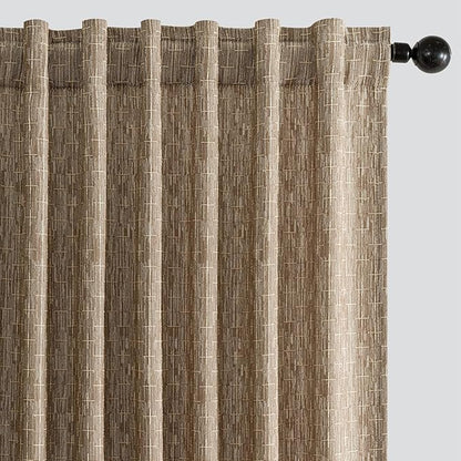 MIULEE Patterned Farmhouse Linen Curtains, Back Tab by MIULEE