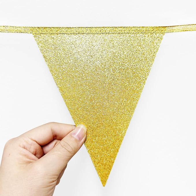 Sage Green Gold Party Decorations Pennant Banner Flag Olive Green Cream Beige - Image 5